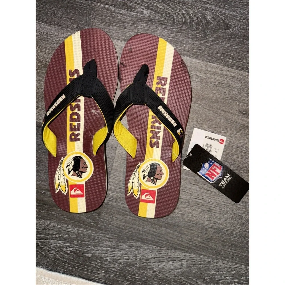 Men's size 8 NFL Washington‎ Redskins Quiksilver flip-flops Commanders Rare